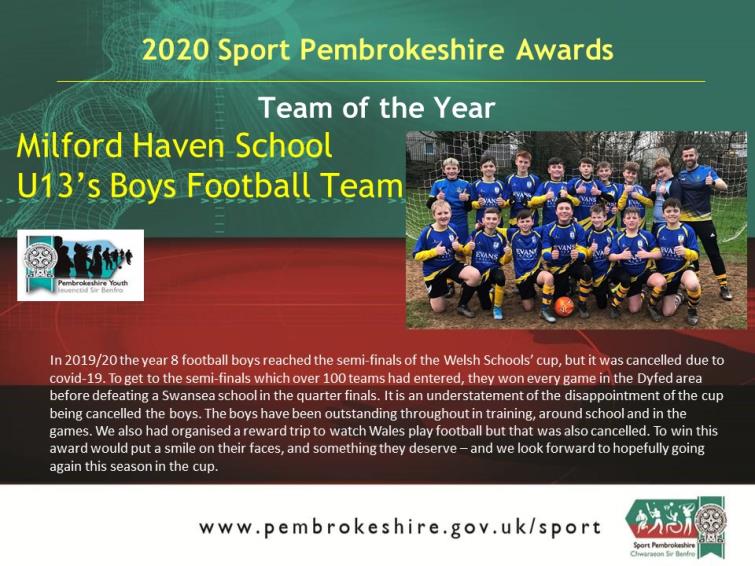Team of the Year - Milford School Boys Football